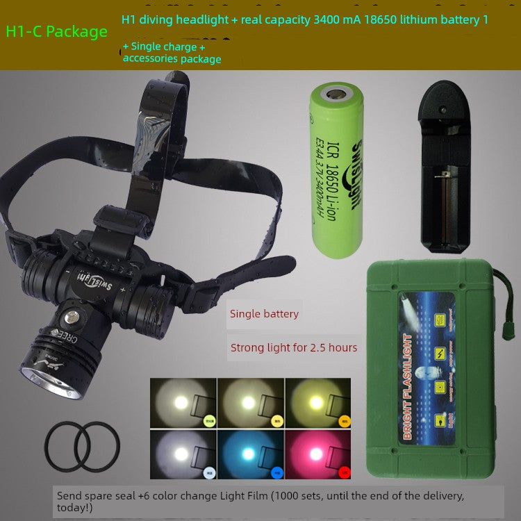 Professional Diving Headlamp Swiss L2  Waterproof 30 M Super Bright