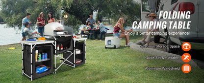 Camping Outdoor Kitchen Table Cabinet Foldable Storage Rack