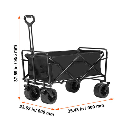 Collapsible Folding Beach Wagon with All-Terrain Wheels and Drink Holders