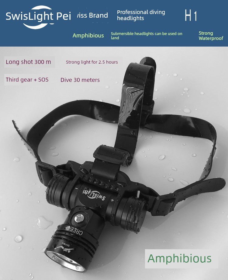 Professional Diving Headlamp Swiss L2  Waterproof 30 M Super Bright