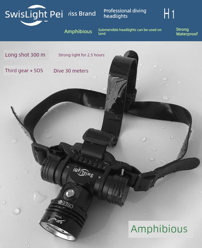 Professional Diving Headlamp Swiss L2  Waterproof 30 M Super Bright