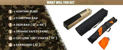 Hunting Blind 300D See Through Ground Blinds with Carrying Bag, 2/3/4 Person 270 Degree 2 Doors Pop Up Deer Blind Portable