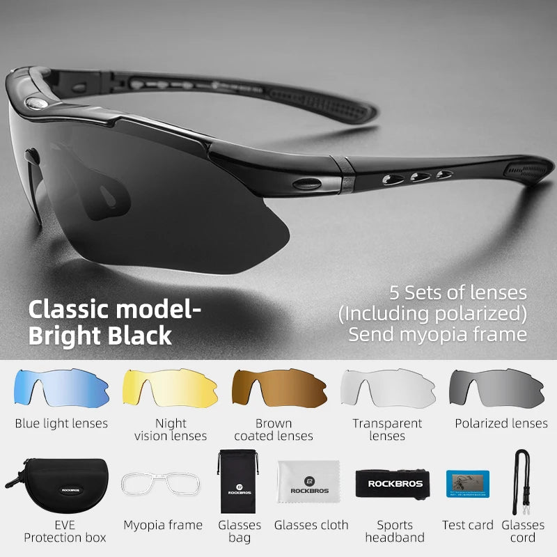 ROCKBROS Polarized Cycling Glasses 5 Lens May take  3 weeks shipping time