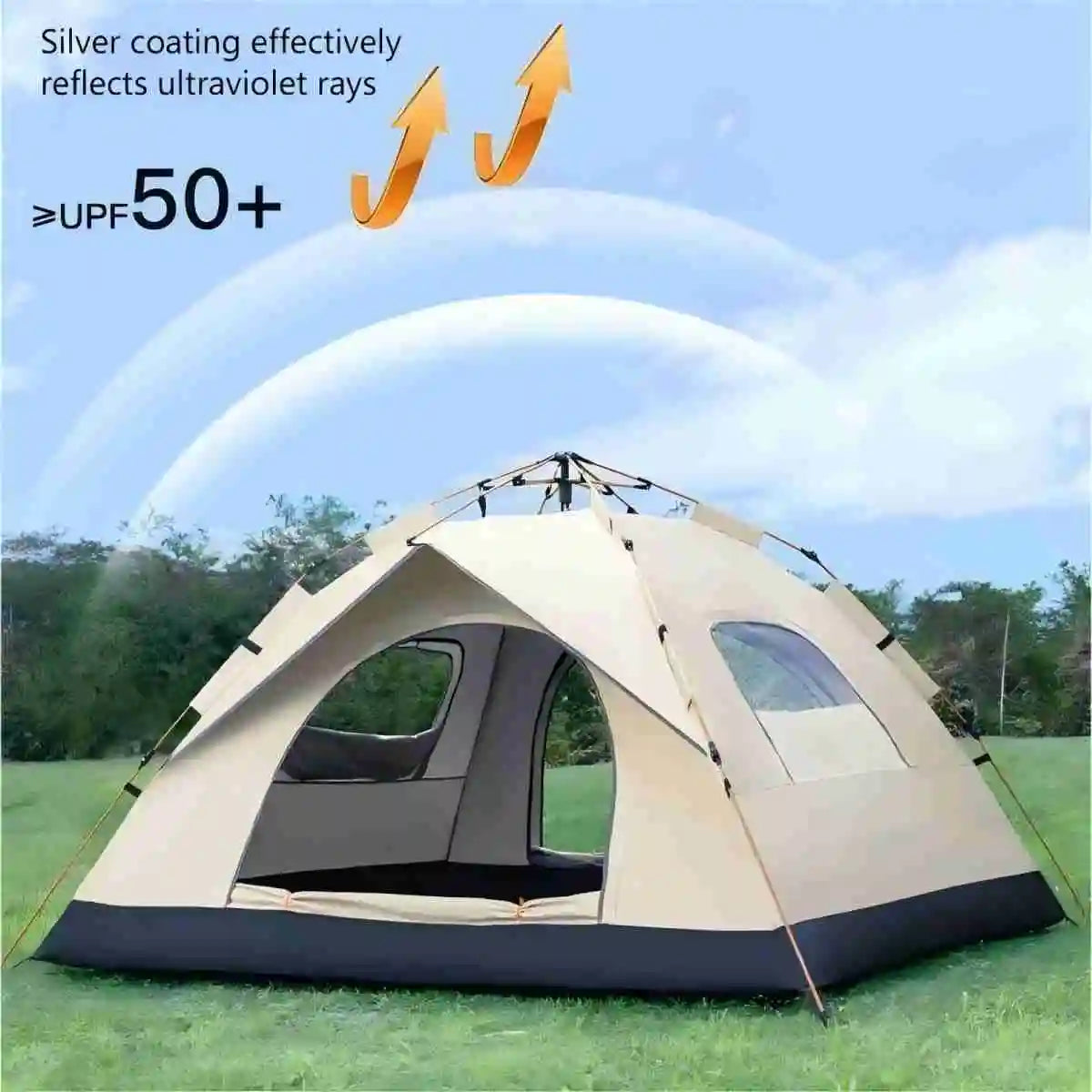 Outdoor shelter Sunshade Camping Tent Reactive outdoor Camping tent Two doors and two windows