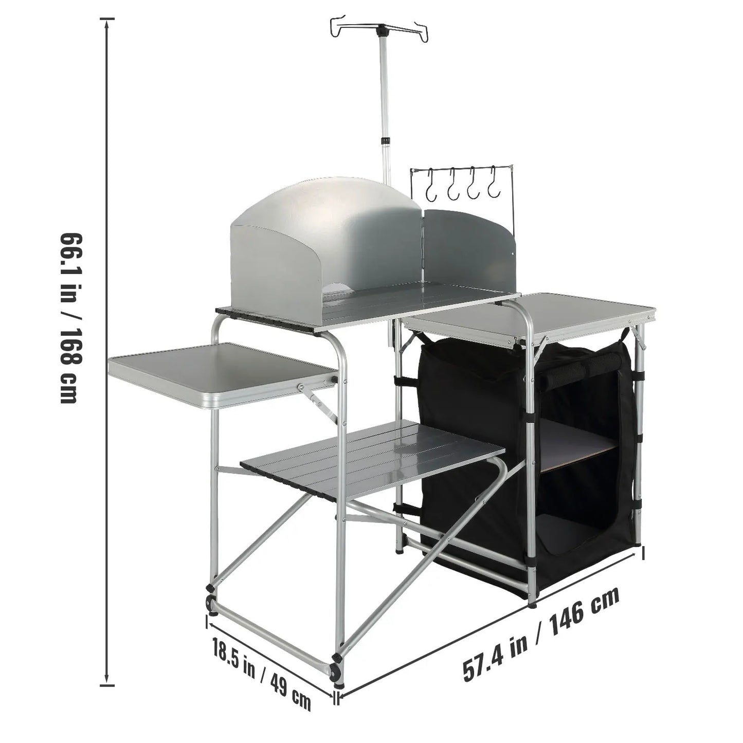 Camping Outdoor Kitchen Table Cabinet Foldable Storage Rack