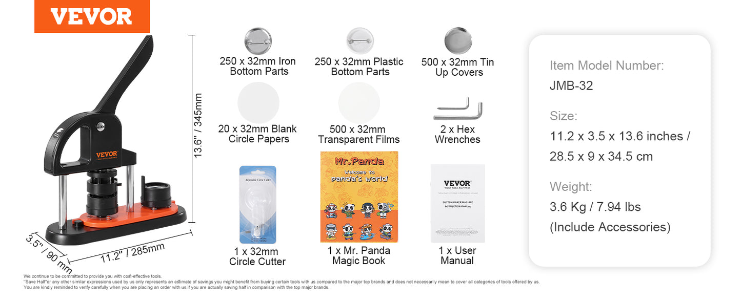 VEVOR Button Maker 25/32/58 Machine