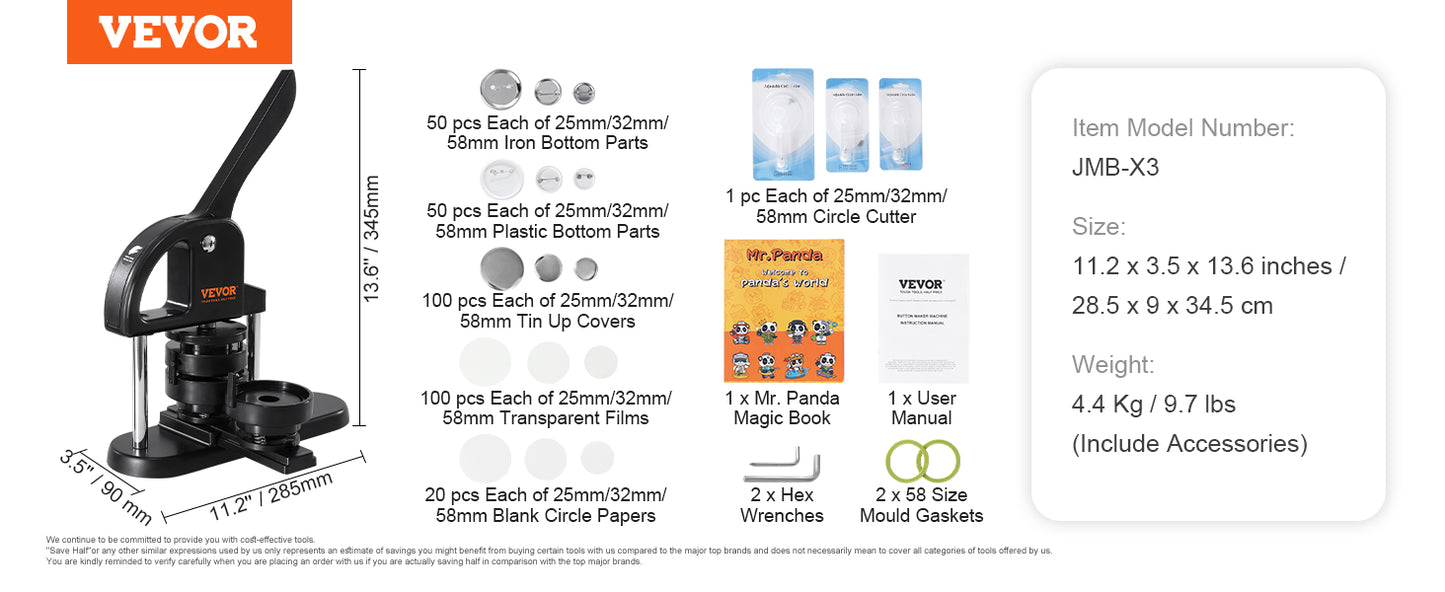 VEVOR Button Maker 25/32/58 Machine