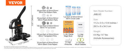 VEVOR Button Maker 25/32/58 Machine