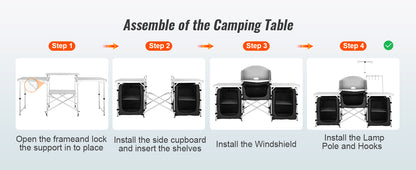 Camping Outdoor Kitchen Table Cabinet Foldable Storage Rack